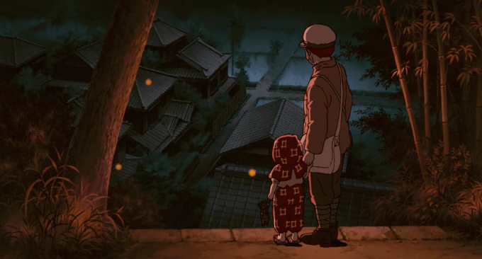 **Fig. 5.1** *The spirits of Seita and Setsuko overlook their aunt’s home after the firebombing of Kobe* Image of a children looking over a Japanese suburb at night