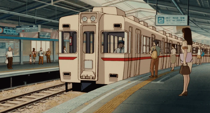 **Fig. 4.5** *A Keio EMU pulls into Seiseki-sakuragaoka station* Image of a train pulling into a station